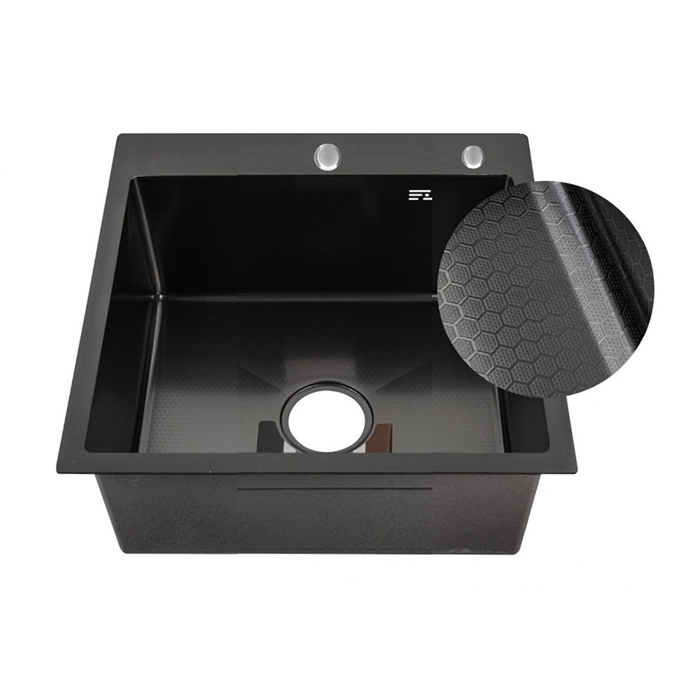 Мойка врезная 600х480х220, черный декор