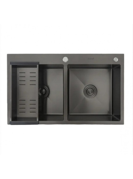Мойка 78 48 две чаши черный